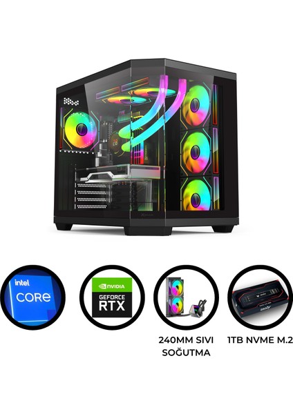 Gta 18X I5 14400F 32GB Ddr5 1tb M.2 Nvme Rtx 5060 8gb 240MM Sıvı Soğutma Oyuncu Masaüstü Bilgisayarı