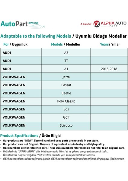 Skoda Super B, Octavia, Seat Leon Için Otomatik Pedal Lastiği modelleri