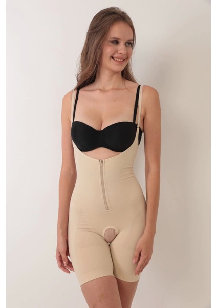 Miraxx Ten Ip Askılı Ağ Kısmı Açık Fermuarlı Tam Boy Kadın Korse