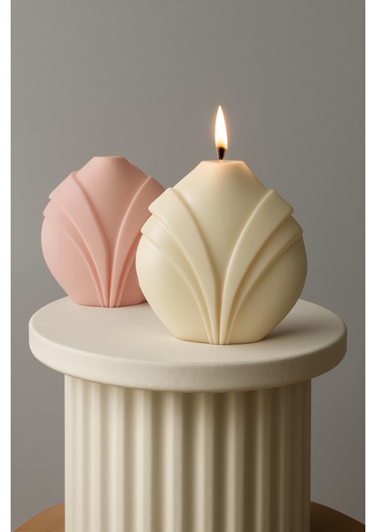 Lotus Desen Silikon Mum Kalıbı - Hobi Silikon Kalıbı -KOD:407