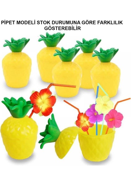 Ananas Hawaii Luau Aloha Pipetli Içecek Kabı Bardak 10X13 cm 1 Adet