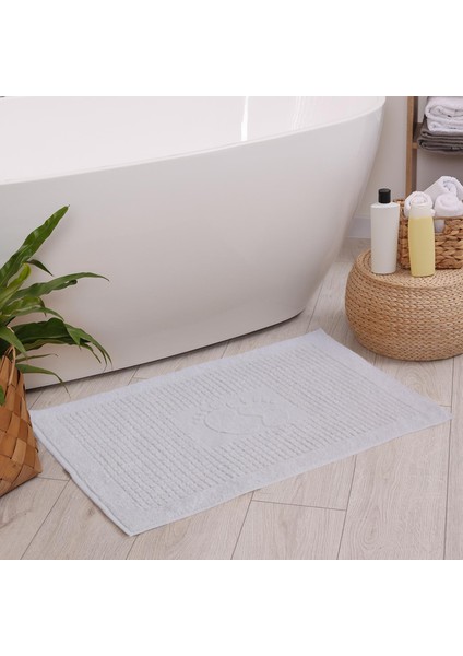 Banyo Kareli Ayak Desenli Pamuk Ayak Havlusu 50X70CM Beyaz 2’li modelleri