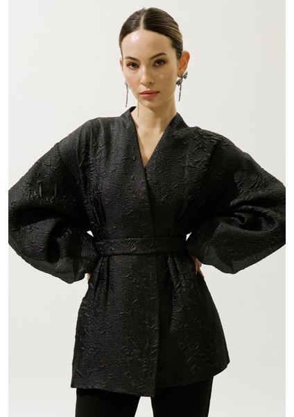 Jakar Organze Kimono Siyah