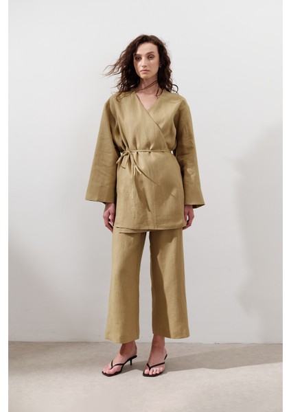 Keten Kruvaze Kapama Kimono Köri