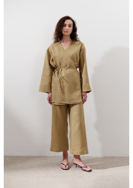 Keten Kruvaze Kapama Kimono Köri indirimleri