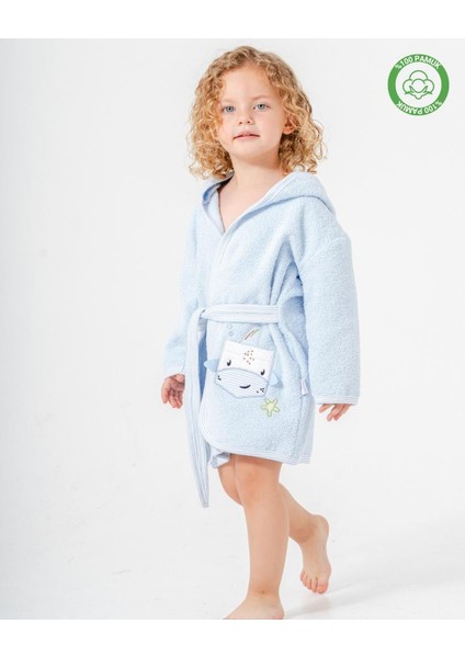 Balinalı Bornoz Mavi