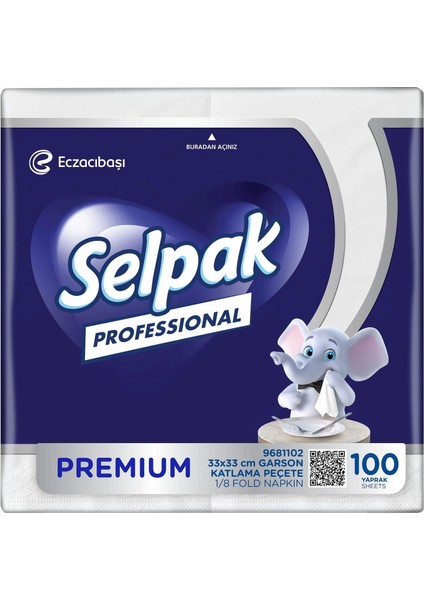 Professional Premium Garson Katlama Peçete 33 x 33 100 Yaprak x 24 Adet (7906635)