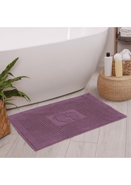Banyo Kareli Ayak Desenli Pamuk Ayak Havlusu 50X70CM Mor 2’li modelleri