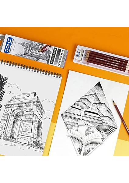 Doms 8204 Çizim Dereceli Kalem Seti 6 Parça + Silgi Hediyeli fiyatları