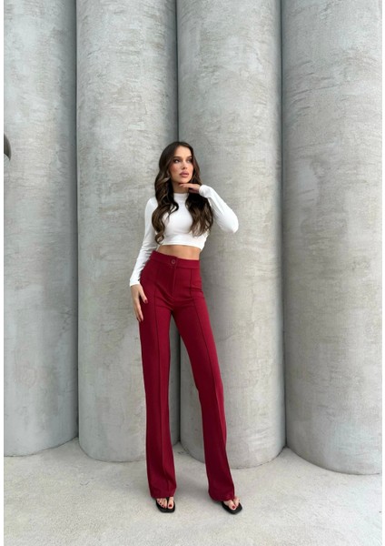 Önü Cumalı Ithal Krep Pantolon