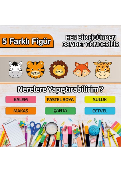 Okul Etiketi Isme Özel Kalem Defter Etiketi (Animal -1) -190 Adet fiyatları