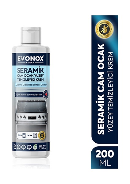 Clean Seramik Cam Ocak Yüzey Temizleyici Krem 200 ml
