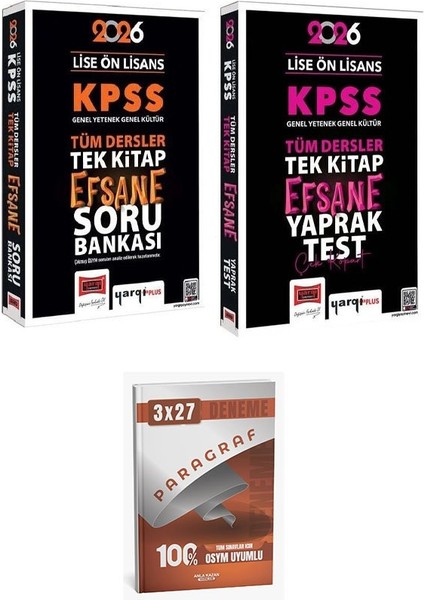 Yargı 2026 Kpss Lise Ön Lisans Efsane Soru Bankası + Yaprak Test 2 Li Set+Anlakazan Paragraf