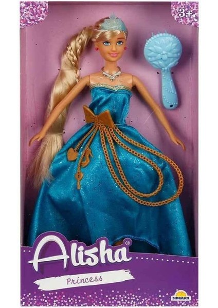0835 SUN-RST-SIS-MNK Alisha Prenses Uzun Saçlı Aksesuarlı Bebek Set 29 cm 3renk -Sunman fiyatları