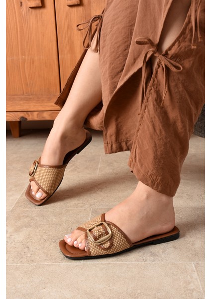 Vizon Kadın Tokalı Terlik Günlük Şık Hasır Rahat Yumuşak Bohça Misafir Deniz Ev Plaj SL01 modelleri