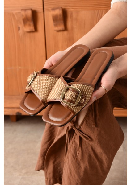 Vizon Kadın Tokalı Terlik Günlük Kullanım için Rahat Hasır Tasarım fiyatları