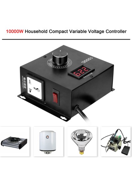 10000W Ev Tipi Kompakt Değişken Voltaj Kontrol Cihazı Taşınabilir Hız Sıcaklık Işık Voltajı Ayarlanabilir Regülatör Kısıcı (Yurt Dışından)