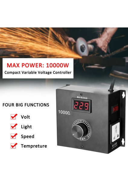 10000W Ev Tipi Kompakt Değişken Voltaj Kontrol Cihazı Taşınabilir Hız Sıcaklık Işık Voltajı Ayarlanabilir Regülatör Kısıcı (Yurt Dışından) modelleri