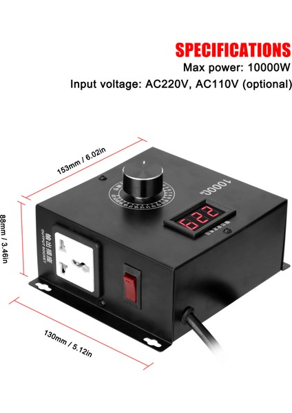 10000W Ev Tipi Kompakt Değişken Voltaj Kontrol Cihazı Taşınabilir Hız Sıcaklık Işık Voltajı Ayarlanabilir Regülatör Kısıcı (Yurt Dışından) fırsatları