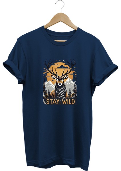 Stay Wild T-Shirt Baskılı %100 Pamuk Regular Fit T-Shirt fiyatları
