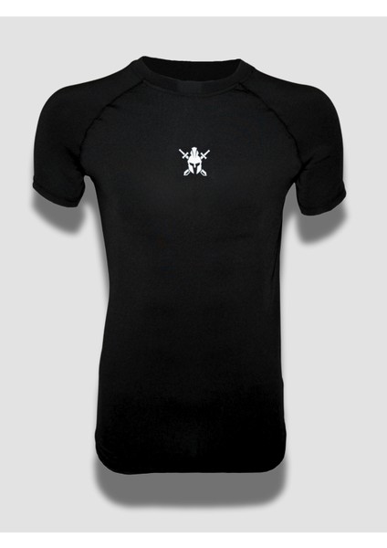 Cooldry Compression Ter Tutmayan Kısa Kol Tişört Beyaz Logo – Siyah