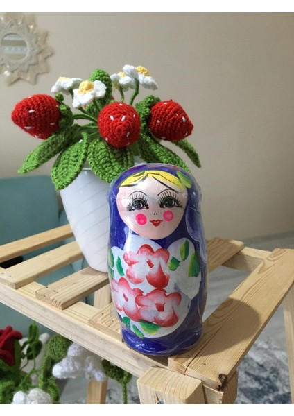 5’li Ahşap Matruşka Bebek (Mor)