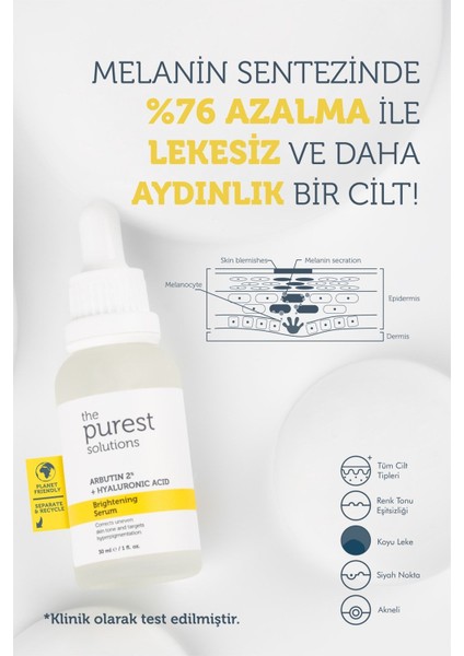 The Purest Solutions Leke Karşıtı Arbutin Cilt Bakım Serumu 30 ml (Arbutin %2 + Hyaluronic Acid) fiyatları