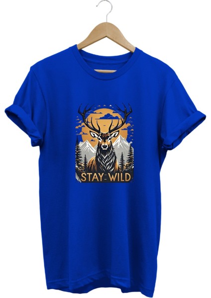 Stay Wild T-Shirt Baskılı %100 Pamuk Regular Fit T-Shirt modelleri