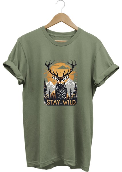 Stay Wild T-Shirt Baskılı %100 Pamuk Regular Fit T-Shirt fırsatları