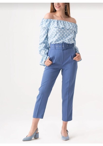 Kadın Indigo Kemerli Pantolon