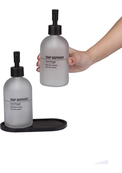 Bambu Standlı Ikili Siyah Kumlu Cam Sıvı Sabunluk 500ML indirimleri