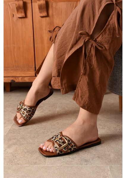 Leopar Kadın Tokalı Terlik Günlük Şık Hasır Rahat Yumuşak Bohça Misafir Deniz Ev Plaj SL01 modelleri