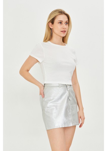 Kadın Örme Ribana Crop T-Shirt modelleri