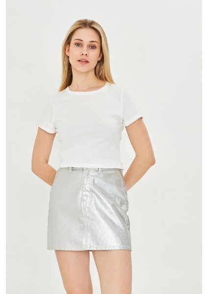 Kadın Örme Ribana Crop T-Shirt fırsatları