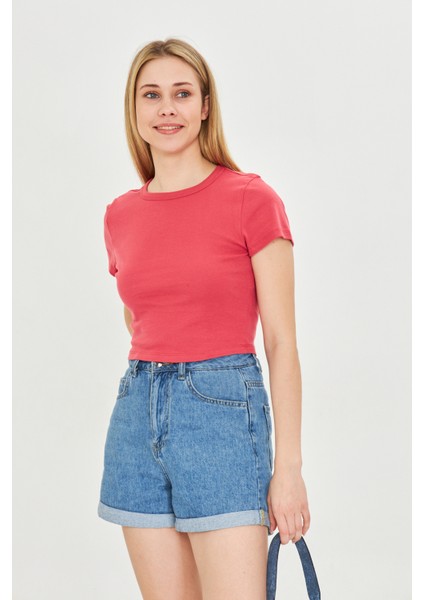 Kadın Örme Ribana Crop T-Shirt fiyatları
