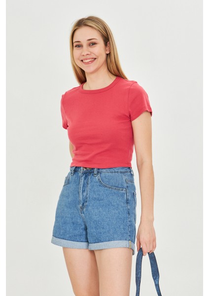 Kadın Örme Ribana Crop T-Shirt modelleri