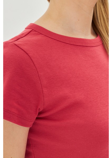 Kadın Örme Ribana Crop T-Shirt
