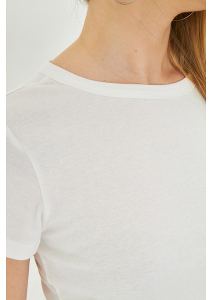 Kadın Örme Ribana Crop T-Shirt