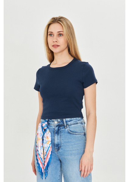 Kadın Örme Ribana Crop T-Shirt modelleri