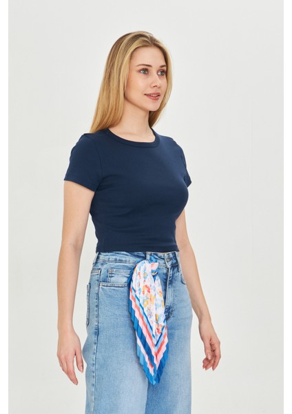 Kadın Örme Ribana Crop T-Shirt fırsatları