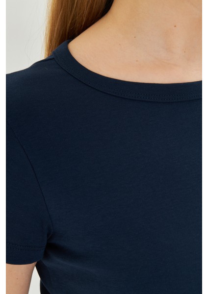 Kadın Örme Ribana Crop T-Shirt