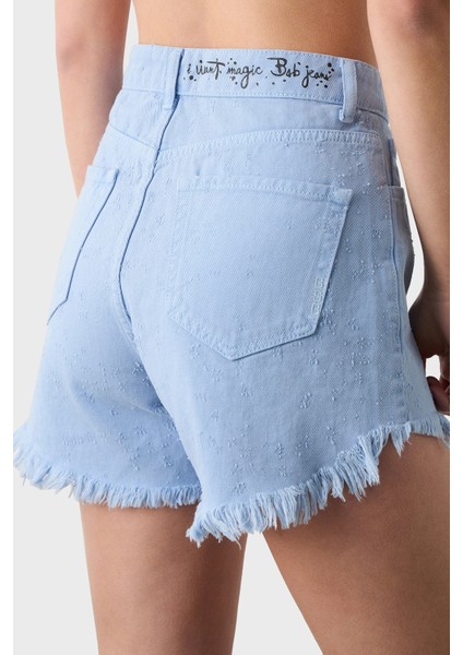 % 100 Pamuk Regular Fit Yüksek Bel Kot Short Bayan Short 053