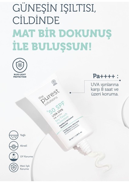 The Purest Solutions Yağlı ve Karma Ciltler Için Matlaştırıcı Güneş Koruyucu Krem Spf 50, 50 Ml. fiyatları