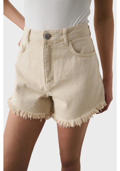 % 100 Pamuk Regular Fit Yüksek Bel Kot Short Bayan Short 053