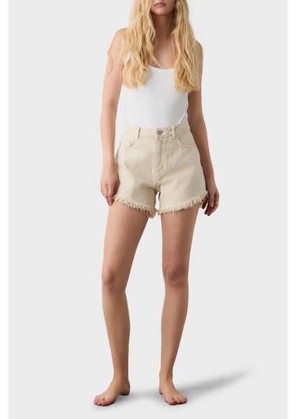% 100 Pamuk Regular Fit Yüksek Bel Kot Short Bayan Short 053