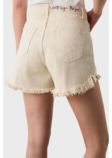 % 100 Pamuk Regular Fit Yüksek Bel Kot Short Bayan Short 053