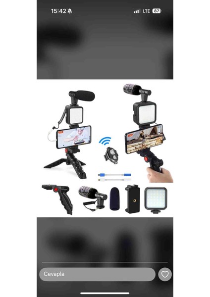 Profesyonel Vlogging Kumandalı Mikrofonlu LED Işıklı Tripod Video Çekim Seti