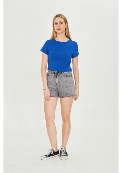Kadın Örme Ribana Crop T-Shirt fiyatları