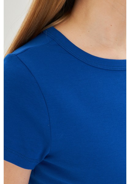 Kadın Örme Ribana Crop T-Shirt
