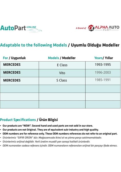 Mercedes E Class W124, S Class W126, Vito 638 için 2 Adet Koltuk Ayar Kolu fiyatları